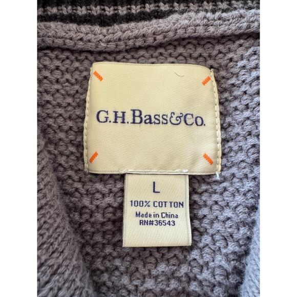 Vintage Mens GH Bass & Co Cardigan Mens Grandpa Sweater Shawl Collar Sz L Gray - Picture 3 of 8
